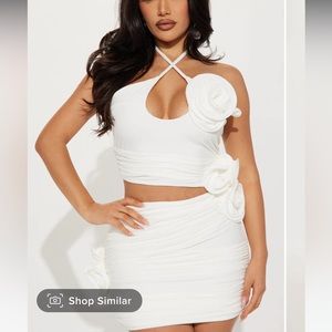 Rosette white mini dress